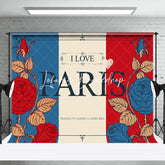 Lofaris French Flag Vintage Postcard I Love Paris Backdrop